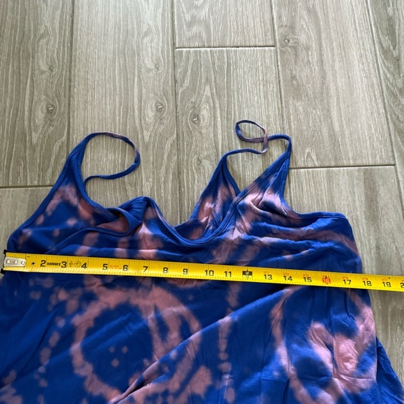 Boutique|Vibrant Blue and Pink Tie-Dye Sleeveless Maxi Dress,Drapey boho style• - Picture 8 of 9